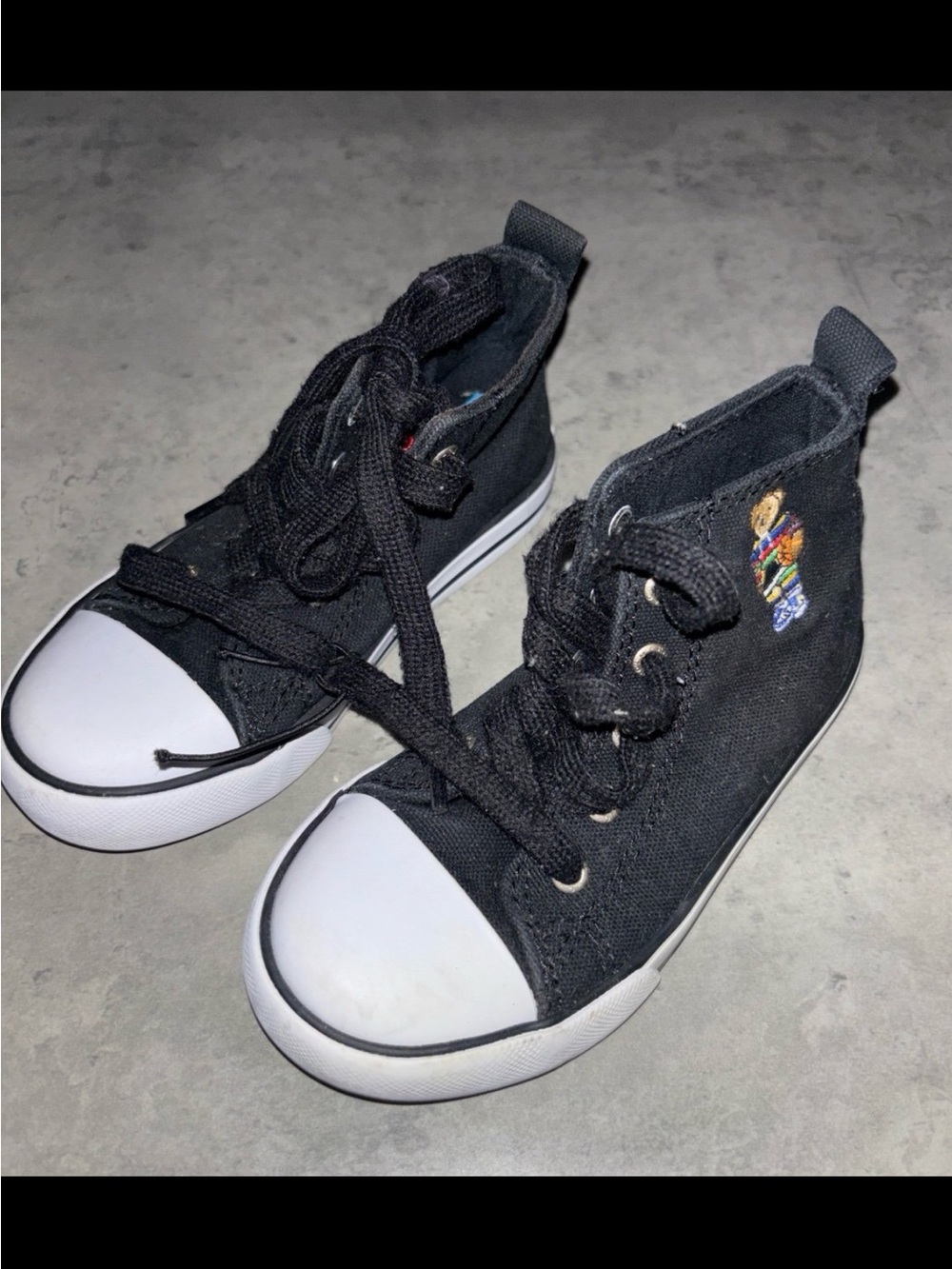 Polo by Ralph Lauren Black High-Top Kids Sneakers with Teddy Patch